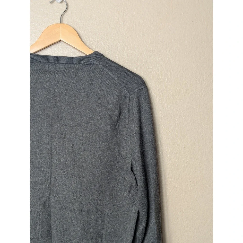 Banana Republic V-Neck Sweater Mens S Grey Luxe Yarn Cotton Silk Cashmere